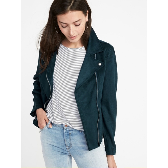 navy suede moto jacket